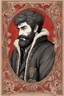 Placeholder: man, medieval, fighter, russian, croocked nose, czar, rich, simple clothes, short messy hair, thick beard, oligarch, leather coat with fur, brocade clothes, pencil drawing,red hair, muscles, background frame, 20 years old