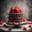 Placeholder: chocolate and strawberies birthday cake, 4K, dramatic scene