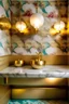 Placeholder: Marble hues ripple with golden splatters and street lighting in a room with a flowery ceiling