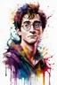 Placeholder: modern colored oil style of Harry Potter, white background, color splashes