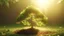 Placeholder: Small tree growing with sunshine in garden. eco concept, Generative AI