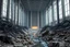 Placeholder: Photograph, a mass of wires, giant museum space, building, pillars, high walls, schermi di computer, high towers in a room, brook, sediments, deflagration of the background, geological formation, light, architecture, minimalist, details of the terrain very accentuated, 8k, deep 3d field, sharp, brutalist, hasselblad h6d400c --ar 85:128 --v 6.0