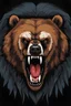 Placeholder: Portrait of an angry, nasty bear, opening its mouth and showing fangs,
