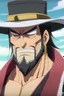 Placeholder: Anime Warlord inspired by mihawk from one piece with black hair and serious eyes without a hat nor a beard