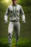 Placeholder: Ape ran in jogging suits in the forest, details, texture, 8k quality,