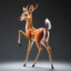 Placeholder: full body of an adult bald white tail deer, sultry, seductive, standing with a front leg lifted. with big smile, looking back, and big eyes looking back , tail upward, on flat background, in the style of 'My Little Pony' and Bambi, fantastic lighting