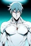 Placeholder: Anime the same photo but wearing a white superhero suit