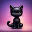 Placeholder: Create little black cat style cute figurine and gradient background