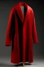 Placeholder: Man's large and long red knitted coat opened on front