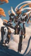 Placeholder: A close picture to Ramattra in front a full moon tree, future suit ,black mask, robe, blue fire eyes, white body , future mechanical, Mechanical body, mechanical arm,transformers details, mechanical details, details mechanical arm, blue glowing machine details