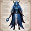 Placeholder: monster concept sheet with AD&D statistics and characteristics: The Great Nema of Ruxa Koros, revered for beauty and power, wields ancient magic. Her eyes hold wisdom, robes shift magically, and hair cascades like midnight. Known for blue eggs symbolizing new beginnings, she commands respect and mystery. In the Fiend Folio, she is a Level 20 Sorcerer with divine knowledge and formidable abilities, a force to be reckoned with in the world of AD&D.