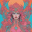 Placeholder: Vanessa paradis in the style of moebius, pink, orange, turquoise