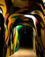 Placeholder: A tan underground cavern in graffiti art style painted by Henri Matisse