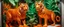 Placeholder: An orange colored rainforest with tigers designed in Maori sculptures painted by Pablo Picasso