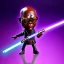 Placeholder: Bald Samuel jackson purple jedi bobblehead holding a lightsaberS and boots,