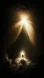 Placeholder: Figure on the scree cone of an underground room dimly lit by sunbeams diffuse, coming from a well located forty meters above.