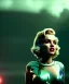 Placeholder: Ultra Realistic retro sci-fi scene, portrait, blonde woman, sweet young Marilyn Monroe face, perfect iris, tight latex coat, Strange planet background, Retro sci-fi style helmet, fog, rain, soft color, highly detailed, unreal engine 5, ray tracing, RTX, lumen lighting, ultra detail, volumetric lighting, 3d, finely drawn, high definition, high resolution.