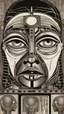 Placeholder: **1939 samuel bennett 'an eye for an eye' egyptian art, in the style of cybernetic sci-fi, focus on joints/connections, pulp comics, realist detail, medicalcore, miniaturecore, mid-century illustration --ar 9:11 --v 5. 2**