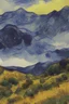 Placeholder: landscape painting of hills by Van gogh