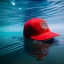 Placeholder: Man underwater with red hat for hair, closed eyes, rtx, reflection, 8k, glow, winning photography, caustics