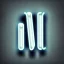 Placeholder: letter M, neon bulbs