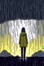 Placeholder: Ilustration of a woman standing alone in a storm , with rain pouring down around them