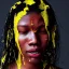 Placeholder: a brain exploding. kintsugi. Chaos. Portrait of a young black woman crying.a mind fracturing.confusion. Tears the colour of oil. Depression seeping out of her eyes nose and mouth like a oil spill