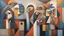 Placeholder: Journey Within the Mind, a painting of a group of people in different colors, a cubist painting, abstract expressionism, a surrealistic bird, eye, minimalism