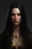 Placeholder: portrait of a 30 year old female antagonist, she is beautiful and has long dark hair, her appearance is like a greek goddess