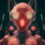 Placeholder: portrait painting of a cyberpunk red robot spider, ultra realistic, intricate details, ultra highly detailed, shiny, smooth, studio quality, octane render, Surrealism, Triadic colour scheme,glow-stick, ambient lighting,nightclub lighting, polaroid, 100mm, --ar 1:1 --v4