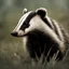 Placeholder: a realistic badger looking directly at the camera