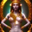 Placeholder: female genie with skin made of stone and covered in jewels, in the style of midjourney