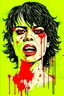 Placeholder: Digital illustration of 90s graphic design collage in Giallo highbrow artistic style portrait of italian actress Asia Argento covered in splattered blood, screaming, her eyes wide in terror, anime semi-realistic, exaggerated realism, macabre fine art, hardcore gore, horrorcut v.2, kandinsky 2.2,