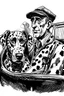 Placeholder: Ink sketch of a taxi driver with head of a dalmatian