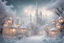 Placeholder: fairy tale city, dream city, landscape in light silver tones, colorful. delicate white velvety clouds, exquisite and filigree, lanterns, ice sculptures in rococo style, snow-covered trees, snow, mystical haze, beautiful, lumen, professional photo, beautiful, high resolution, cgi, f/16, 1/300 s, digital painting with high detail. Dmitry Vishnevsky