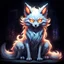 Placeholder: Super cool ghostly spiritual kitsune with menacing glowing eyes In a dark room. It sits alone staring straightly and deeply at us, it has a painted-anime style.