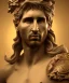 Placeholder: Realistic image, classic sculpture, marble material, Lionel Messi with Laurel wreath model, miguel angel style, God light, god rays, 4k resolution, perfect details, ornate details, soft lighting, unreal engine 5, soft cyan background.