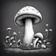 Placeholder: mushroom, black and white, cartoon, drawing