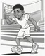 Placeholder: coloring page, depicting a black kid as an Athlete, full body, outline, black and white, highly defined, white background, empty background, cartoon style, coloring book style