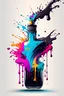 Placeholder: vector art ready to print highly detailed illustration of a ink bottle splashing a colorfull ink, 4k, highly detail, ultra realistic, cinematic lighting, 8k, vivid, colorfull lighting, surreal photography, portrait, make it as a sticker