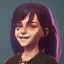 Placeholder: Portrait of a smiling 10 year old witch girl with bangs