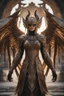 Placeholder: Facing front Monster Demon Wings Full body front glistening oiled shiny, intricate, Exquisite details and textures, highly detailed,photography, sharp focus, tribal background,photography 8k