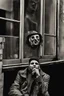 Placeholder: realism, street, russian depression, music album, from the window, depression, russian 90, post punk, man with old god mask, poster