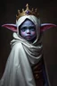 Placeholder: drow child, purple skin, prince, white cape