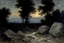 Placeholder: Night, rocks, trees, begginer's landscape, friedrich eckenfelder, willem maris, and otto pippel impressionism paintings