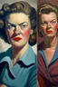 Placeholder: Strong women painted portrait from the 50s feminism