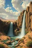 Placeholder: Hieronymus Bosch Style high quality picture waterfall in the desert