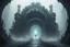 Placeholder: Kraken Death steps through a misty portal in future Cyberpunk castle.