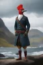 Placeholder: full body, head to toe, 3D, an anthropomorphic Scottish woodpecker named William wearing a kilt, with short, pixie-cut, (((red hair))) tapered on the sides - full color - 32k, UHD, 1080p, 8 x 10, glossy professional quality digital photograph - raging sea and mountains and a ship in the background, historic, powerful, exquisite detail, sharp - focus, ((skin details, high detailed skin texture))