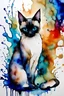 Placeholder: : Alcohol inks, inks on glass, splash art, watercolors. Essence of an [Siamese cats]. whimsical, unique.